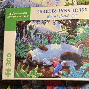 🧩 300 larger piece Pomegranate Artpiece  “Wonderland Cat”Complete.